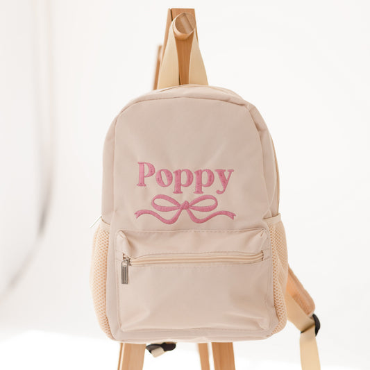 Personalised Embroidered Bow Rucksack - perfect for nursery