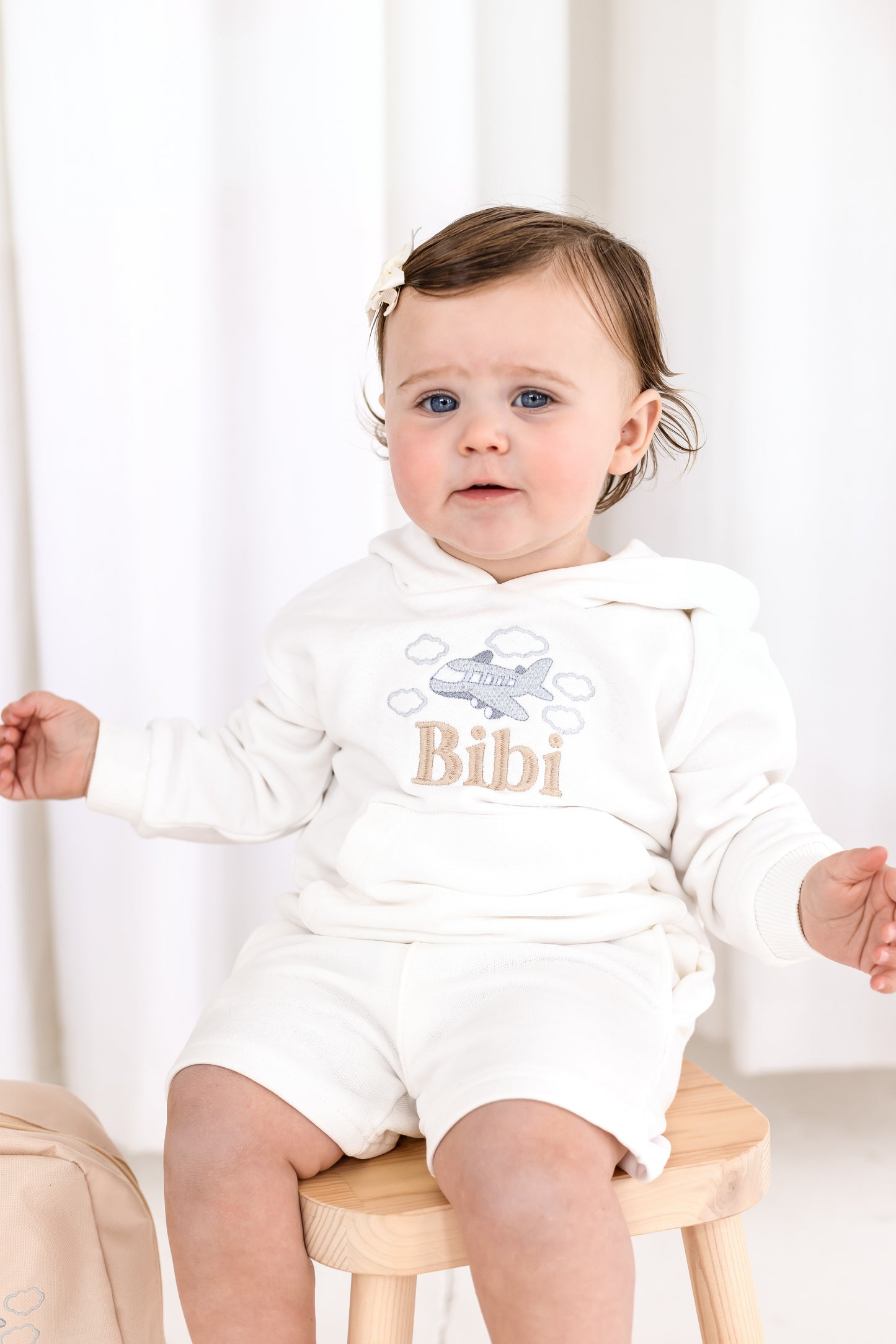 Child's personalised embroidered holiday hoodie - the perfect airport outfit!