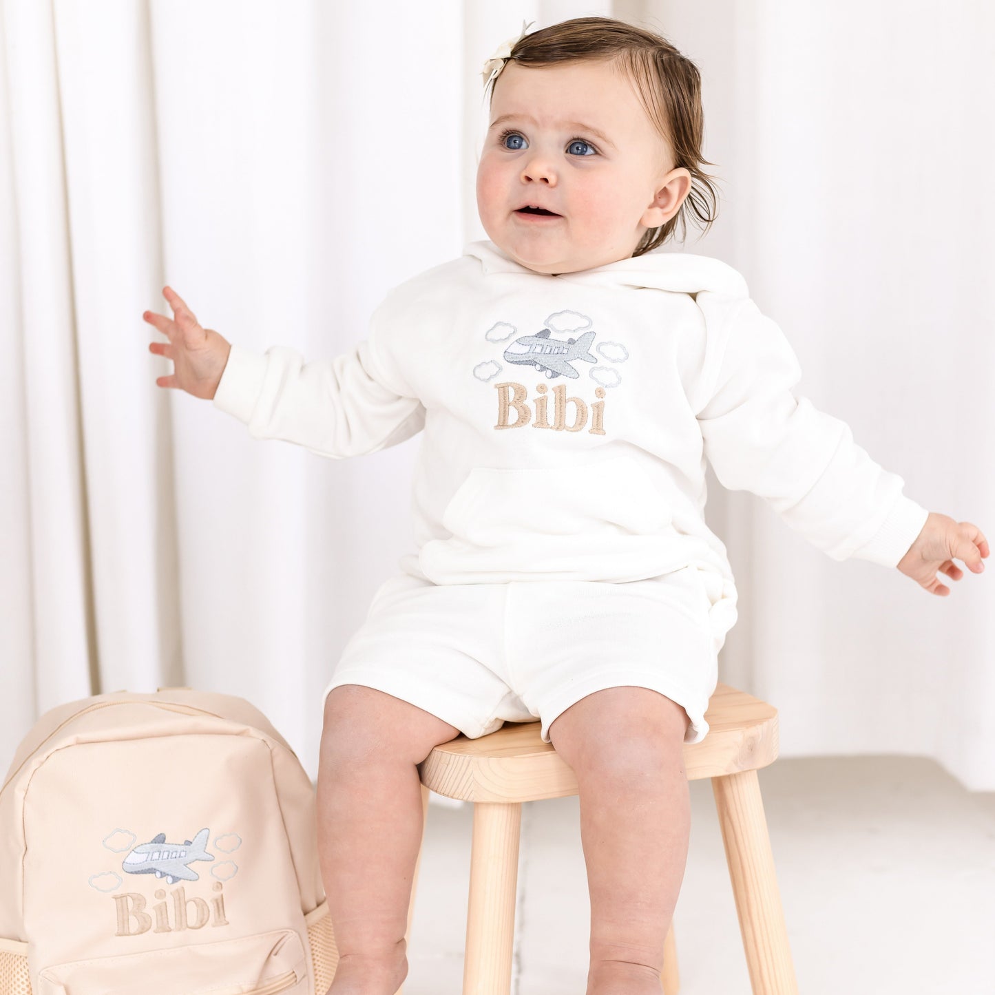 Child's personalised embroidered holiday hoodie - the perfect airport outfit!