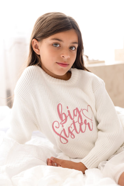 'Big/Little Sibling' Embroidered Knitted Jumper - Sister and Brother Available