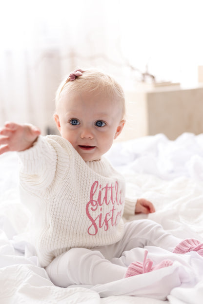 'Big/Little Sibling' Embroidered Knitted Jumper - Sister and Brother Available