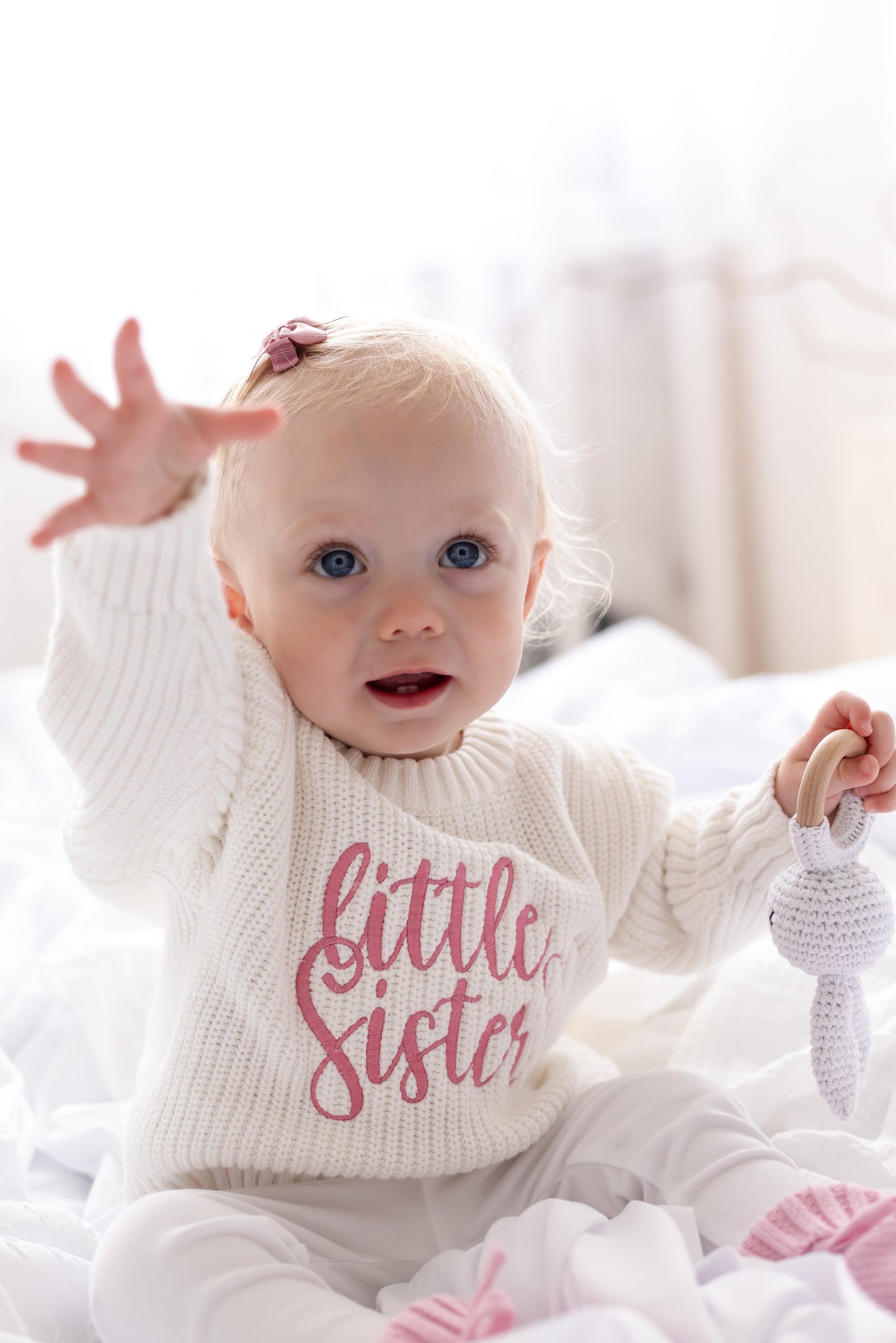 'Big/Little Sibling' Embroidered Knitted Jumper - Sister and Brother Available