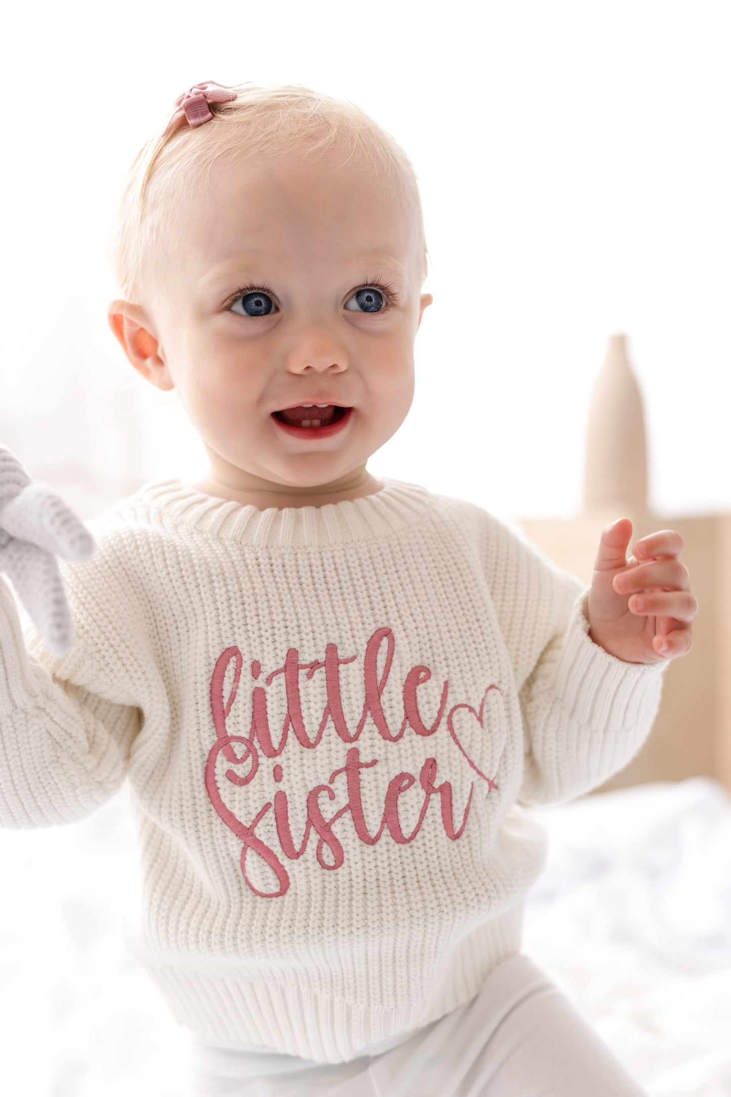 'Big/Little Sibling' Embroidered Knitted Jumper - Sister and Brother Available