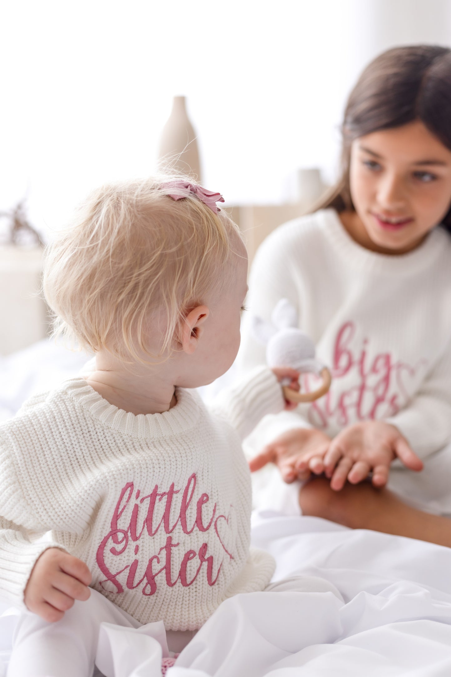 'Big/Little Sibling' Embroidered Knitted Jumper - Sister and Brother Available