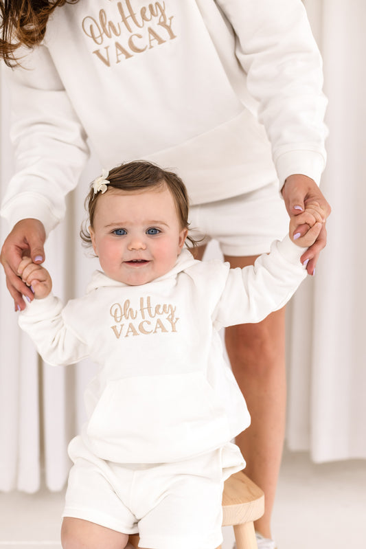 Child's 'Oh Hey Vacay' embroidered mini me matching hoodie
