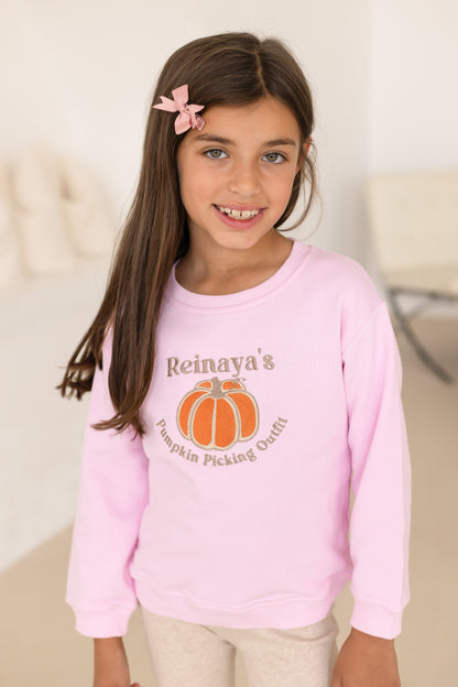 AW 'Pumpkin Picking Outfit' personalised embroidered sweatshirt
