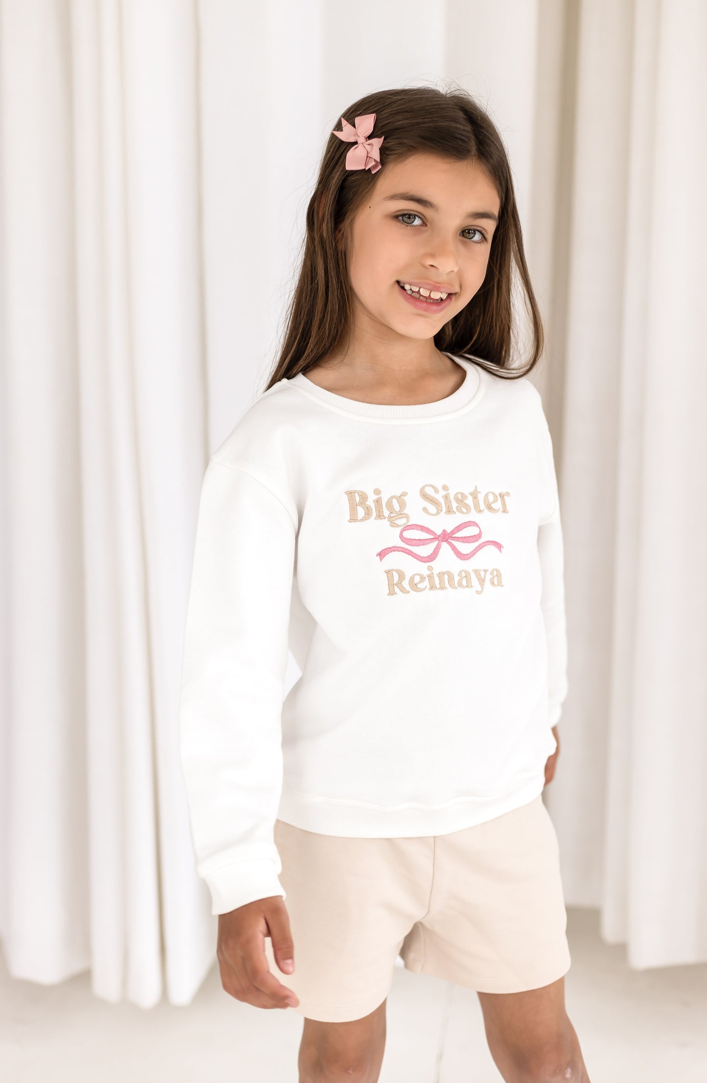 'Big Sister/Little Sister' embroidered bow detail sweatshirt