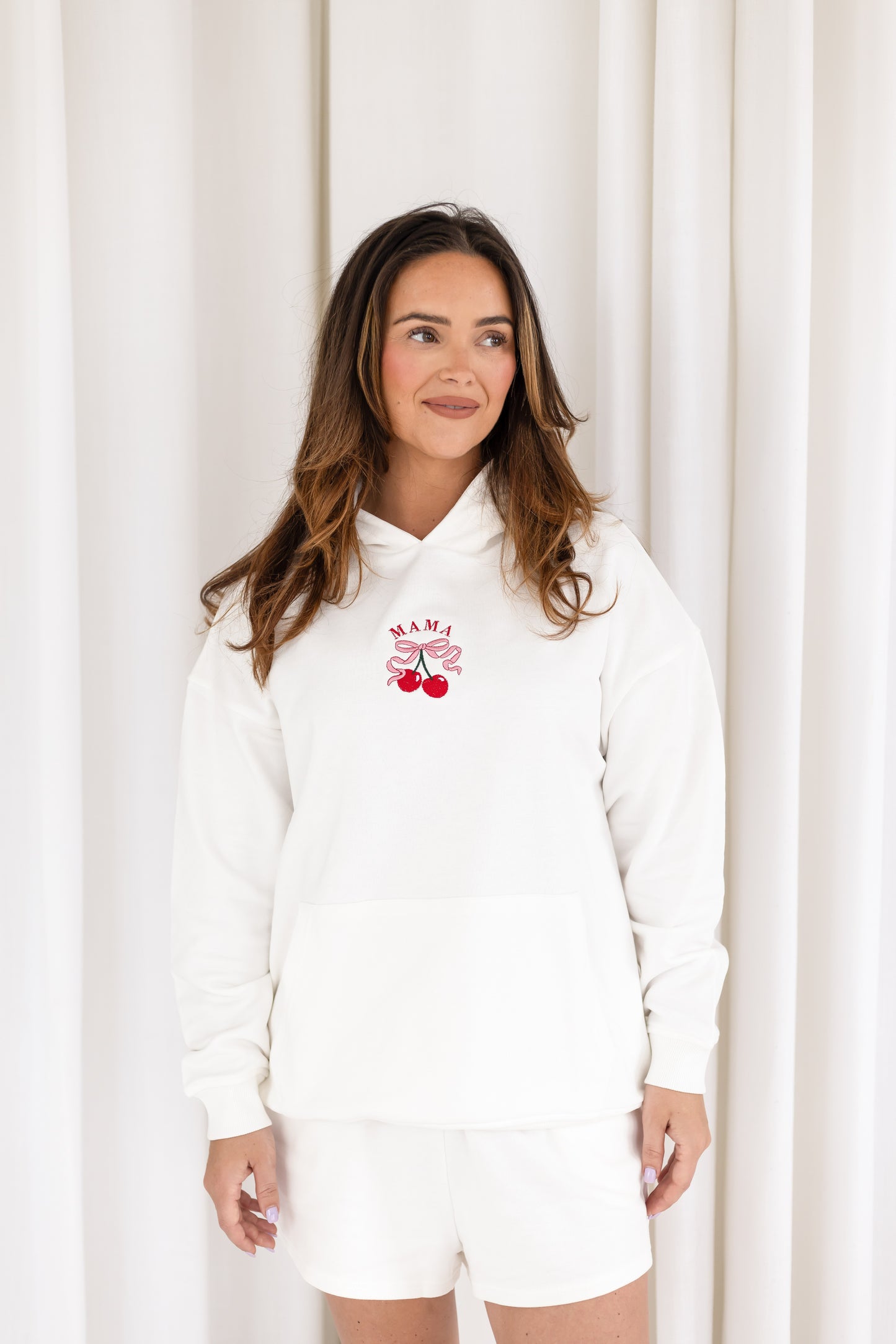 Ladies embroidered cherry MAMA mini me matching hoodie