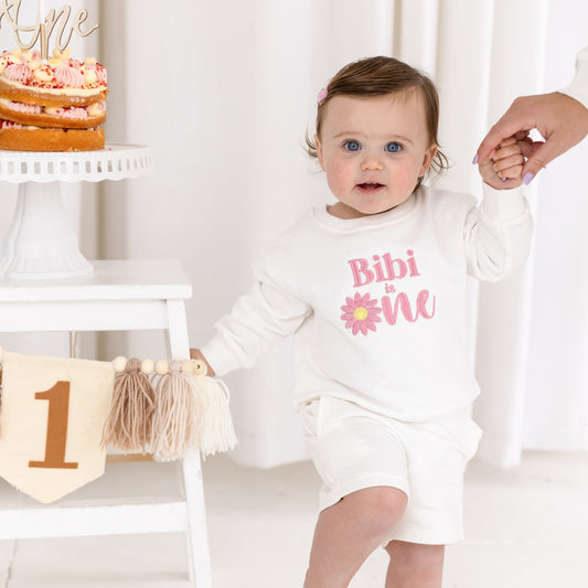 Personalised Summer Daisy 'One' First Birthday Sweatshirt Jumper