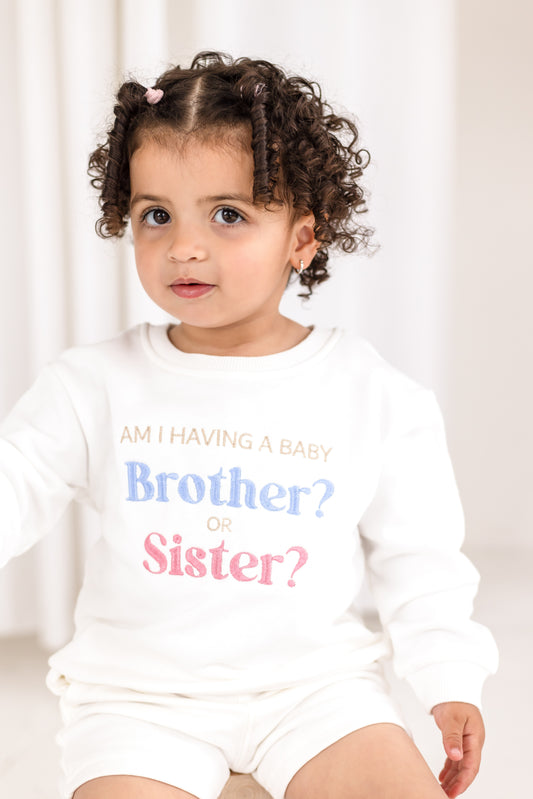 Gender Reveal 'Am i having a Baby Sister or Brother?' Sweatshirt