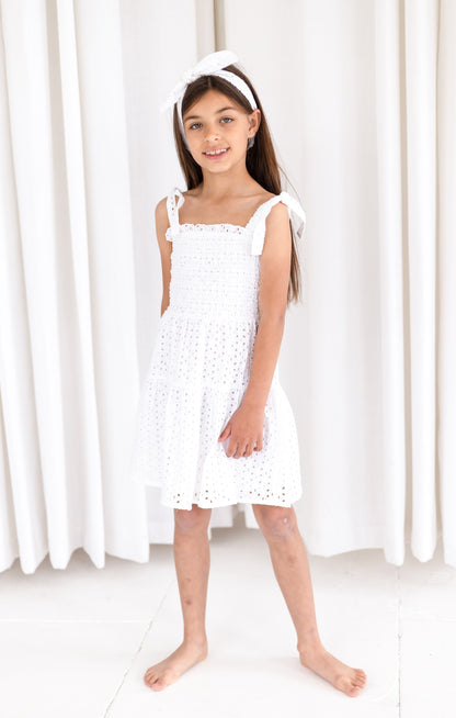 Girls broderie anglaise mini me matching tiered sundress