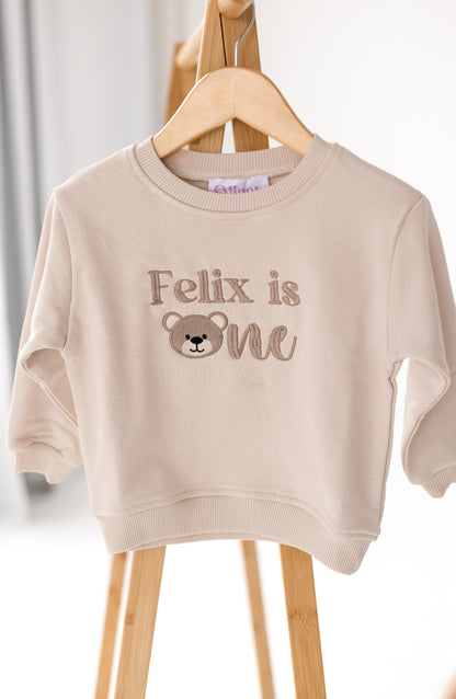Personalised Embroidered Bear Second Birthday Sweatshirt