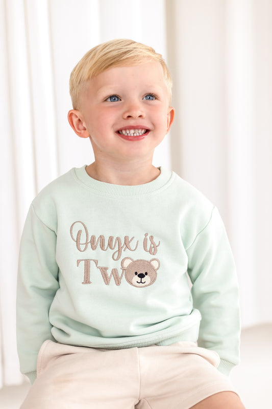 Personalised Embroidered Bear Second Birthday Sweatshirt