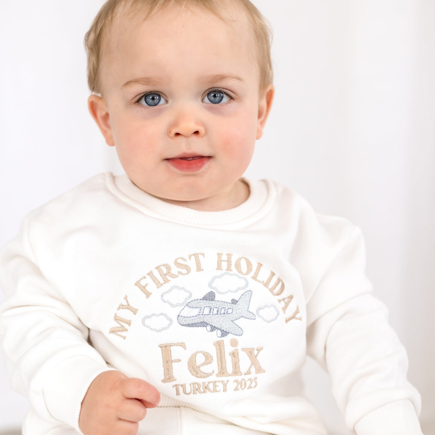 Personalised embroidered 'First Holiday' T Shirt and Short Set