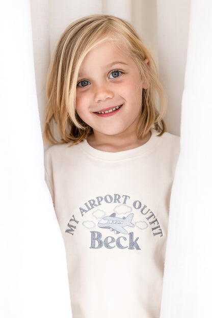 Personalised embroidered 'Airport Outfit' T Shirt and Short Set