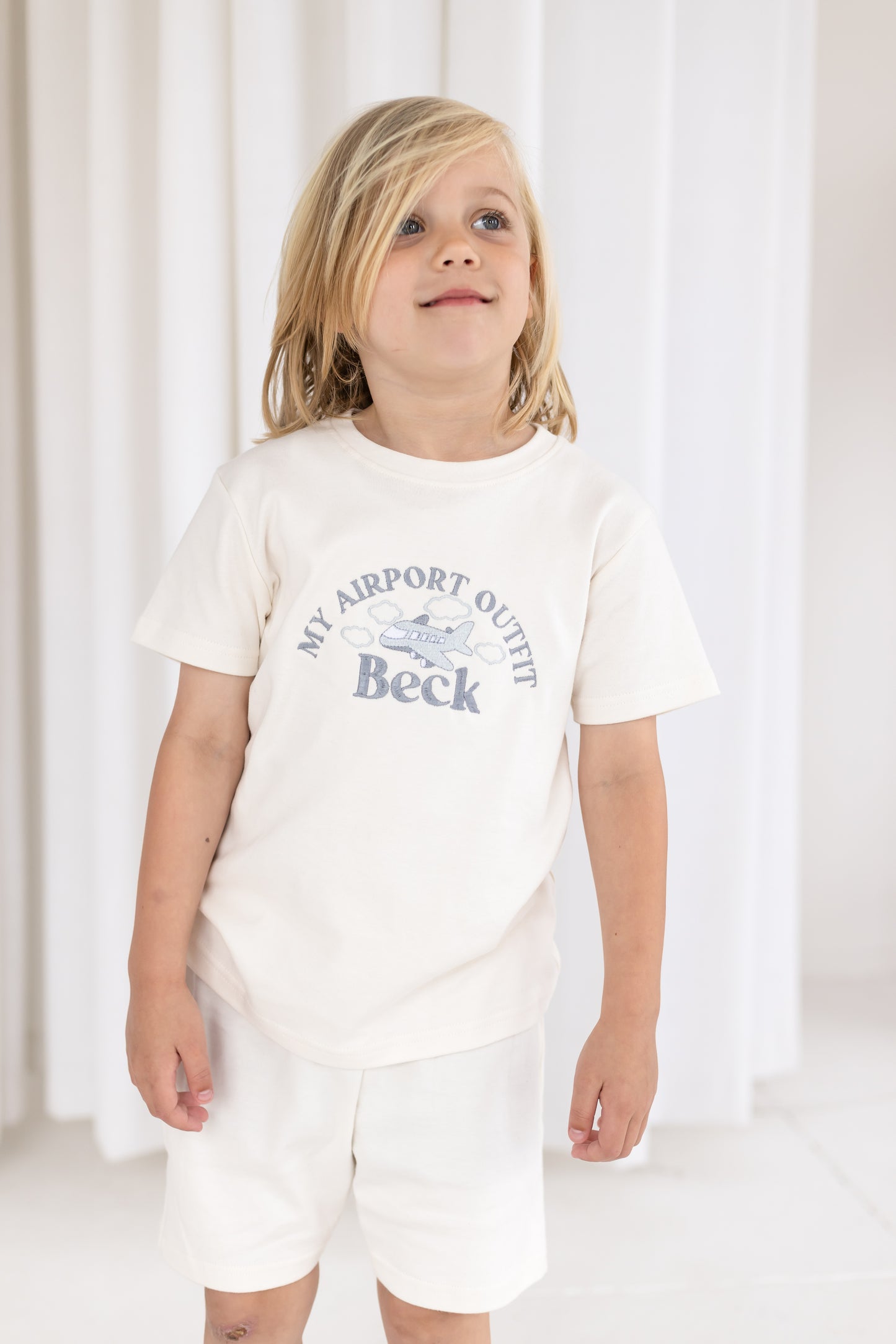 Personalised embroidered 'Airport Outfit' T Shirt and Short Set