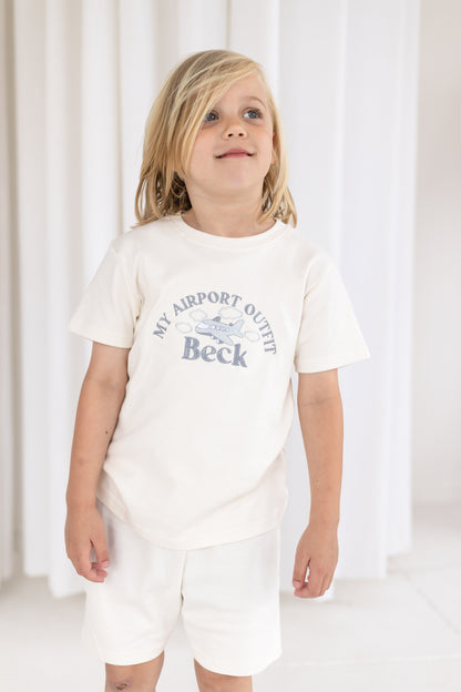 Personalised embroidered 'Airport Outfit' T Shirt and Short Set
