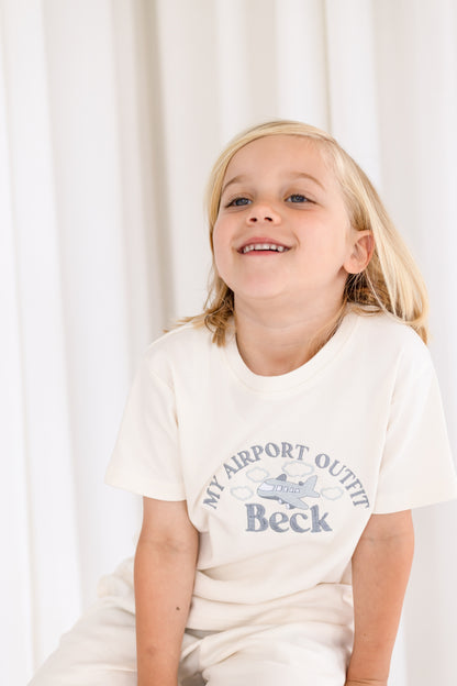 Personalised embroidered 'Airport Outfit' T Shirt and Short Set