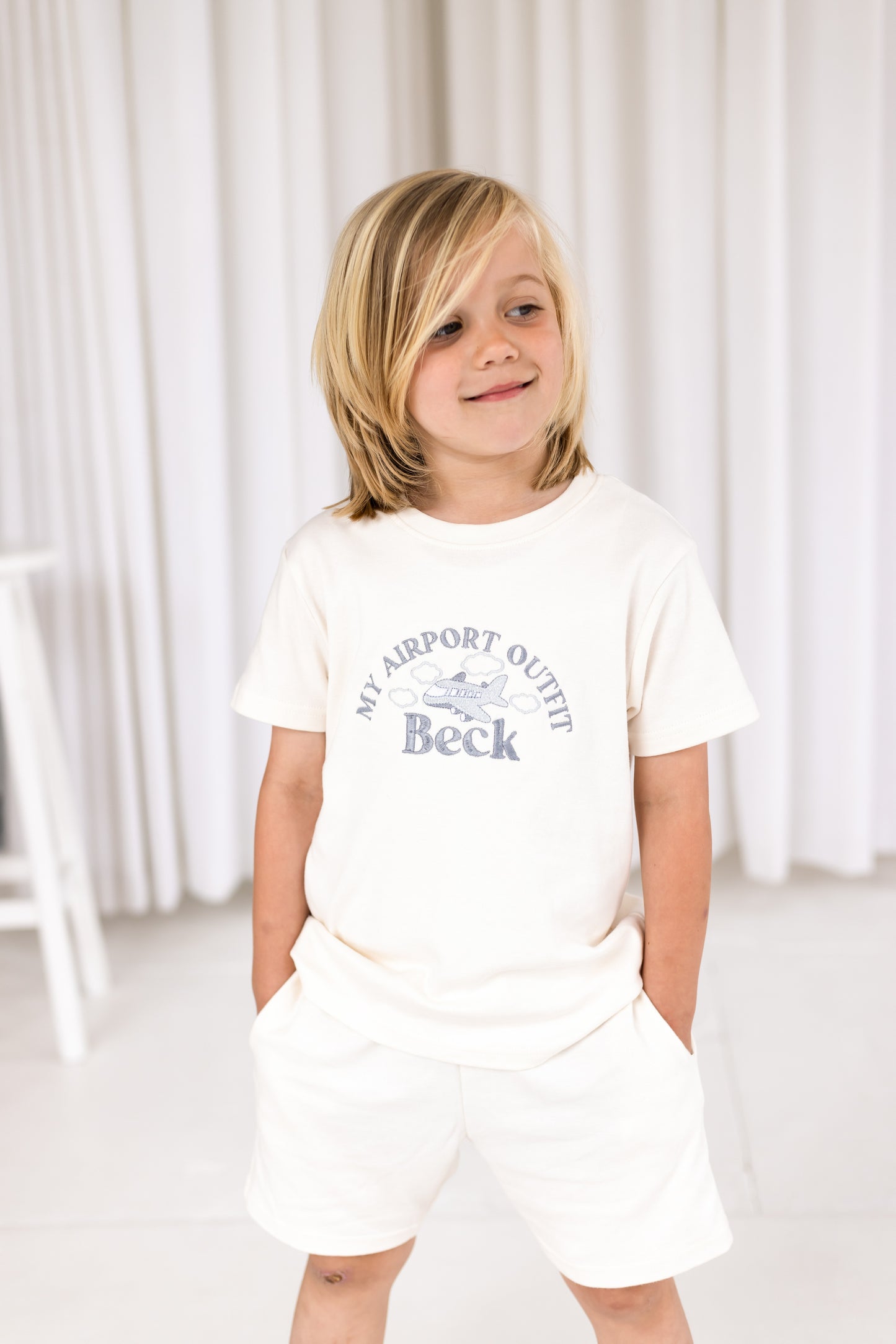 Personalised embroidered 'Airport Outfit' T Shirt and Short Set