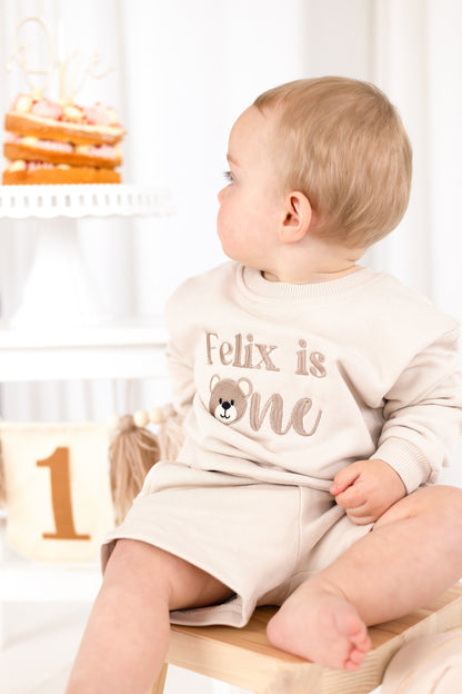 Personalised Embroidered Bear First Birthday Sweatshirt