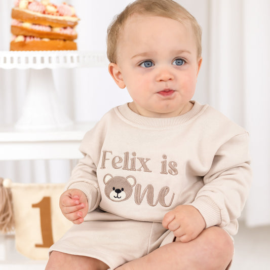 Personalised Embroidered Bear First Birthday Sweatshirt