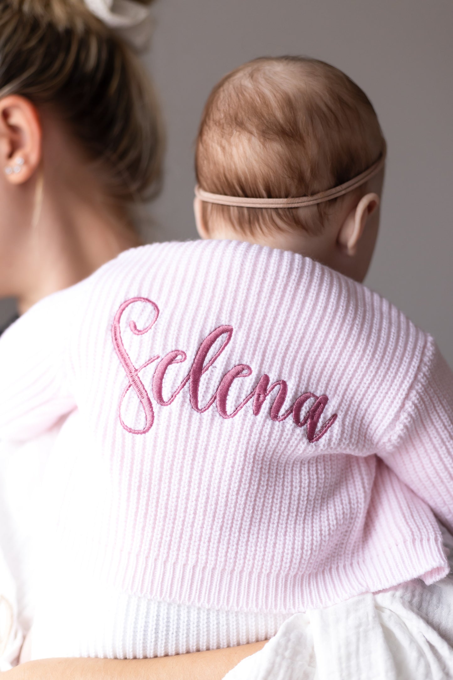 Pink Embroidered Personalised Cardigan