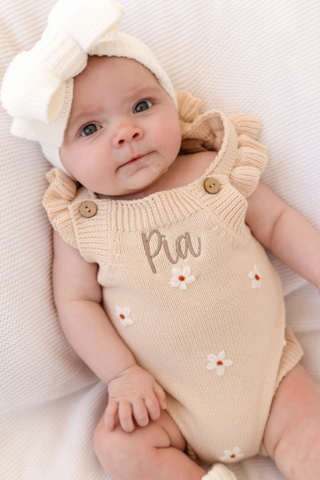 Personalised Embroidered Floral Ruffle Frill Summer Romper