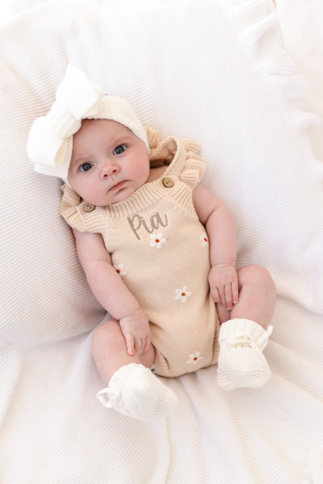 Personalised Embroidered Floral Ruffle Frill Summer Romper
