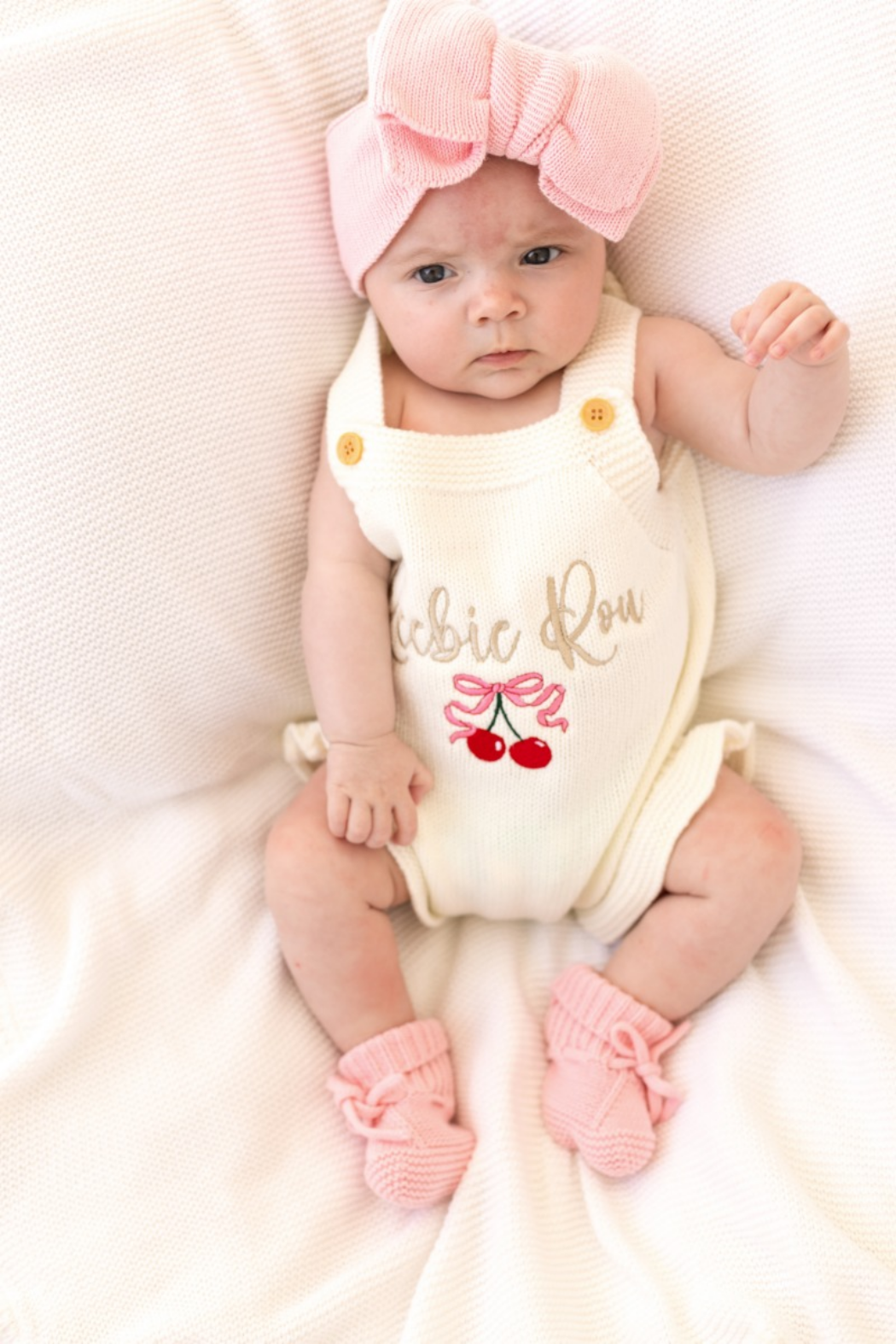 Personalised Embroidered Cherry Frill Summer Romper