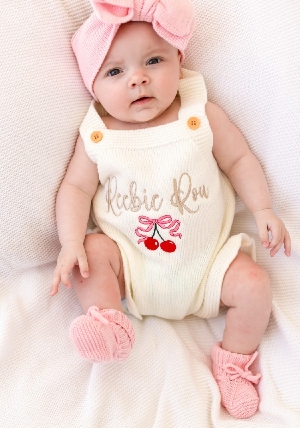 Personalised Embroidered Cherry Frill Summer Romper