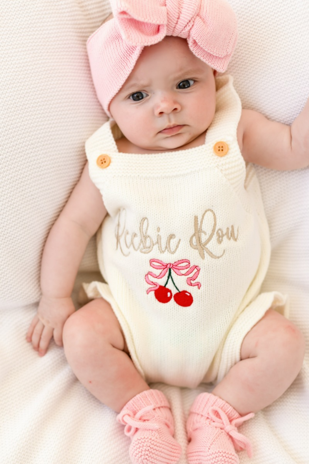 Personalised Embroidered Cherry Frill Summer Romper
