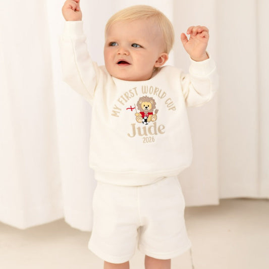 'My First World Cup 26' personalised name football sweatshirt