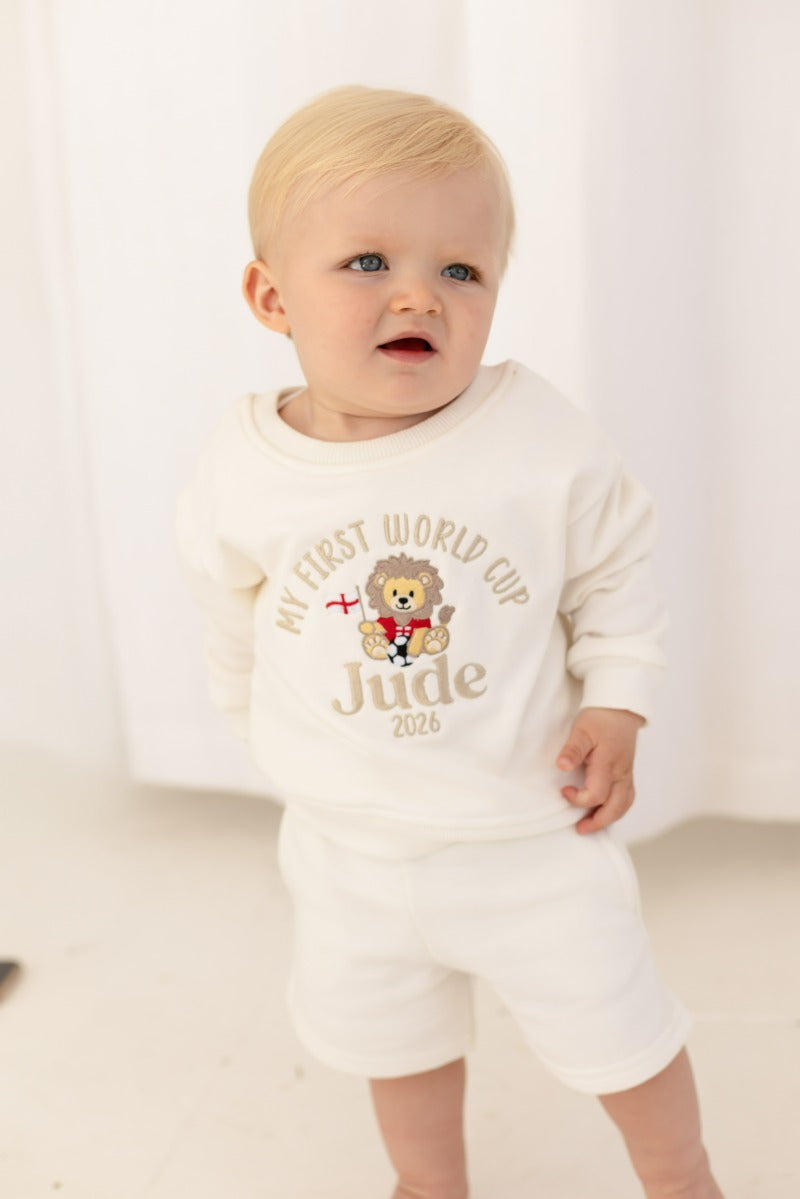 'My First World Cup 26' personalised name football sweatshirt