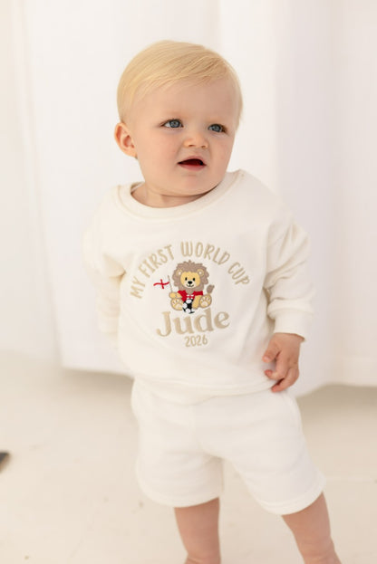 'My First World Cup 26' personalised name football sweatshirt