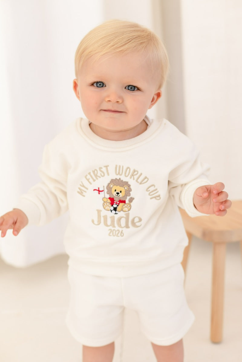 'My First World Cup 26' personalised name football sweatshirt