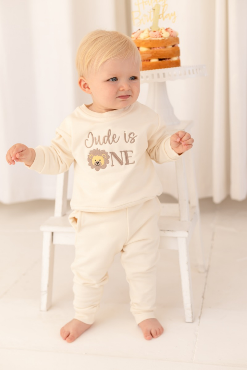 Personalised Embroidered Lion First Birthday Sweatshirt