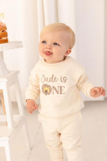 Personalised Embroidered Lion First Birthday Sweatshirt