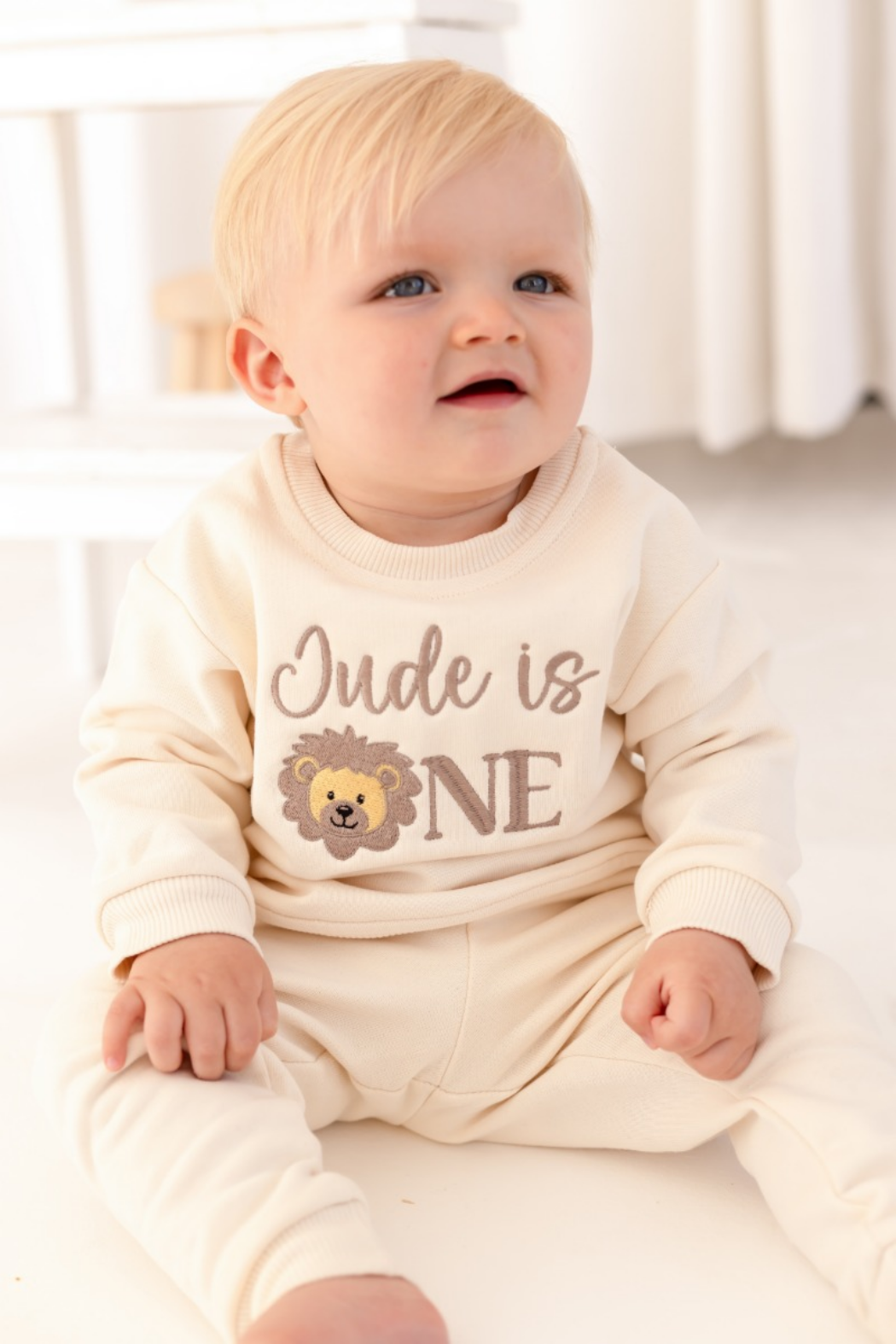 Personalised Embroidered Lion First Birthday Sweatshirt