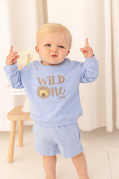 Embroidered Wild One Lion First Birthday Sweatshirt