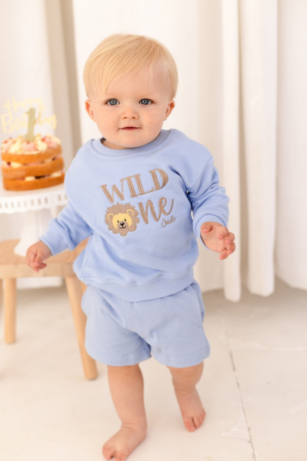 Embroidered Wild One Lion First Birthday Sweatshirt