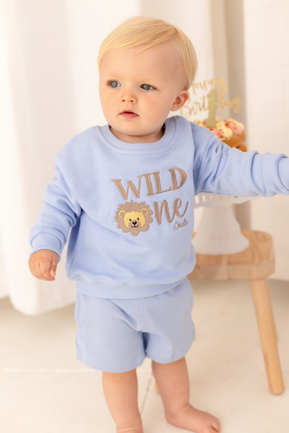 Embroidered Wild One Lion First Birthday Sweatshirt