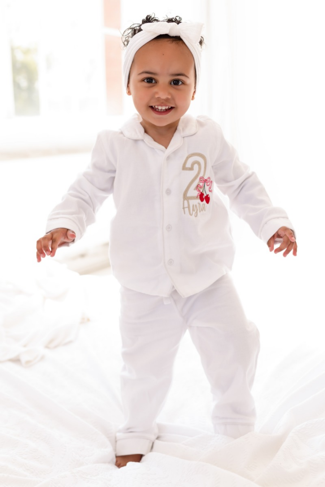 Cherry Birthday Personalised Embroidered Pyjamas - Available in a Choice of Ages