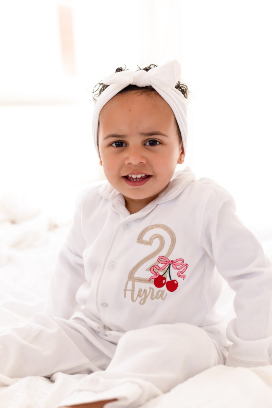 Cherry Birthday Personalised Embroidered Pyjamas - Available in a Choice of Ages