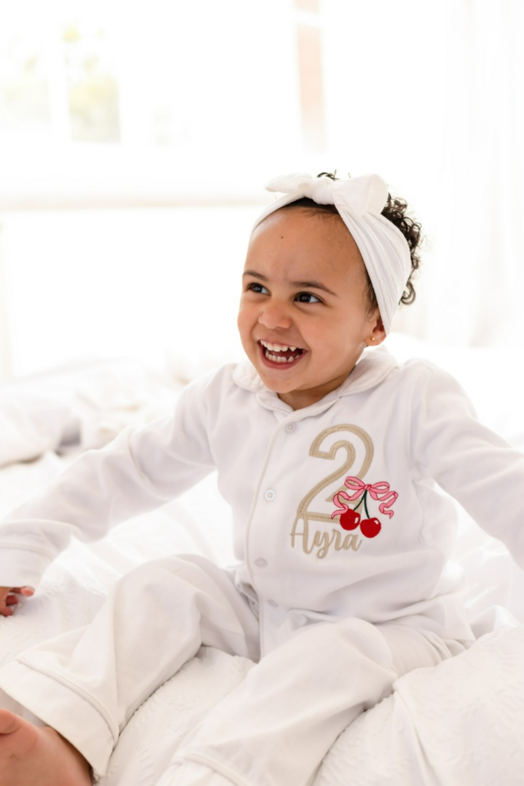 Cherry Birthday Personalised Embroidered Pyjamas - Available in a Choice of Ages