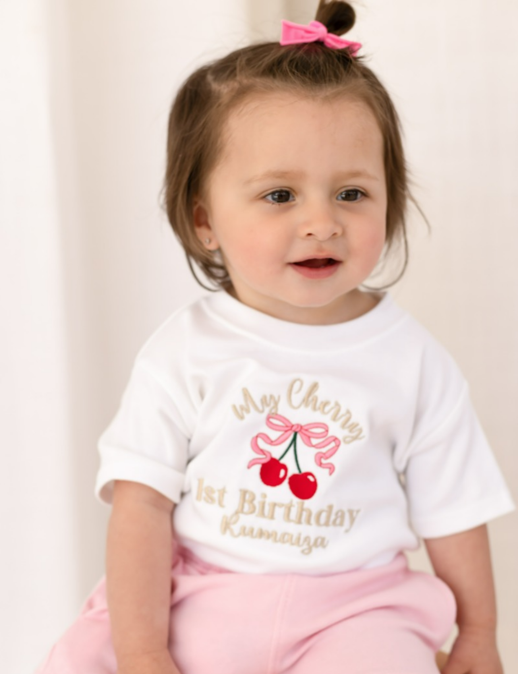 'My Cherry First Birthday' Personalised Embroidered T shirt