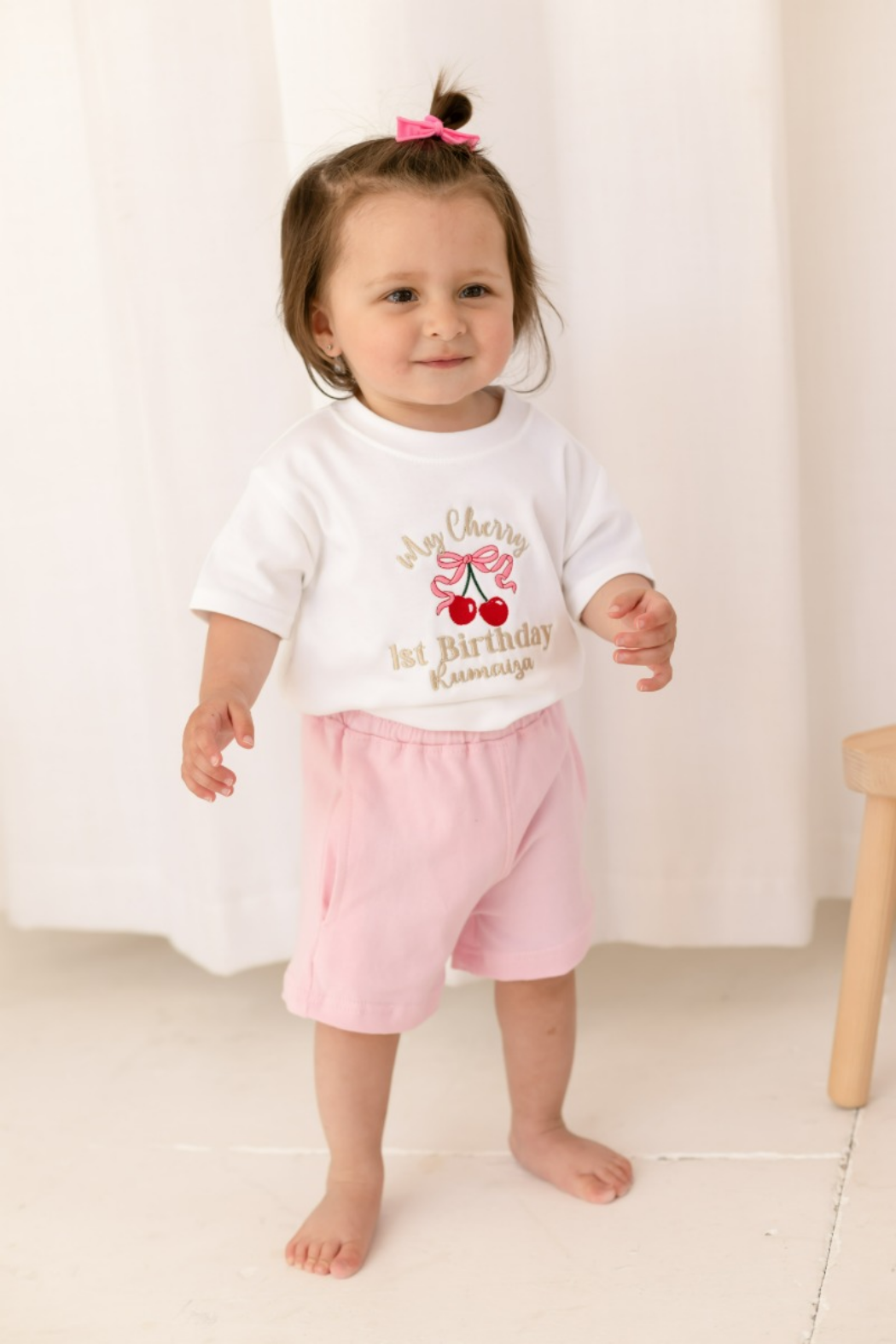 'My Cherry First Birthday' Personalised Embroidered T shirt