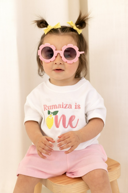 First Birthday Embroidered Lemon Personalised T shirt