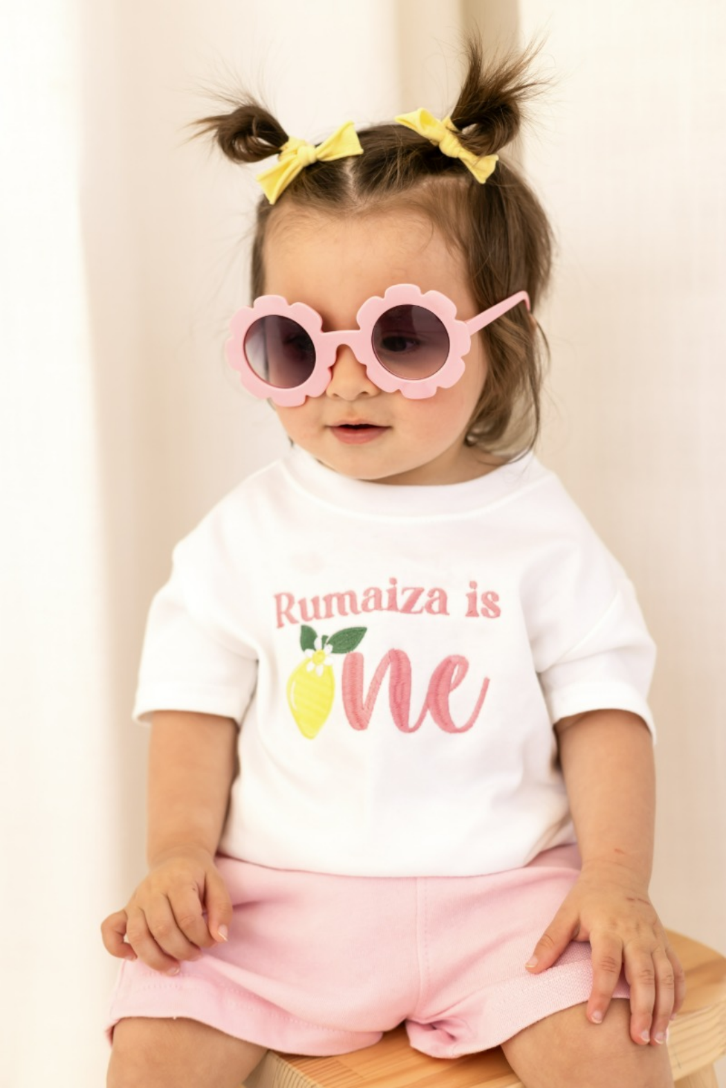 First Birthday Embroidered Lemon Personalised T shirt