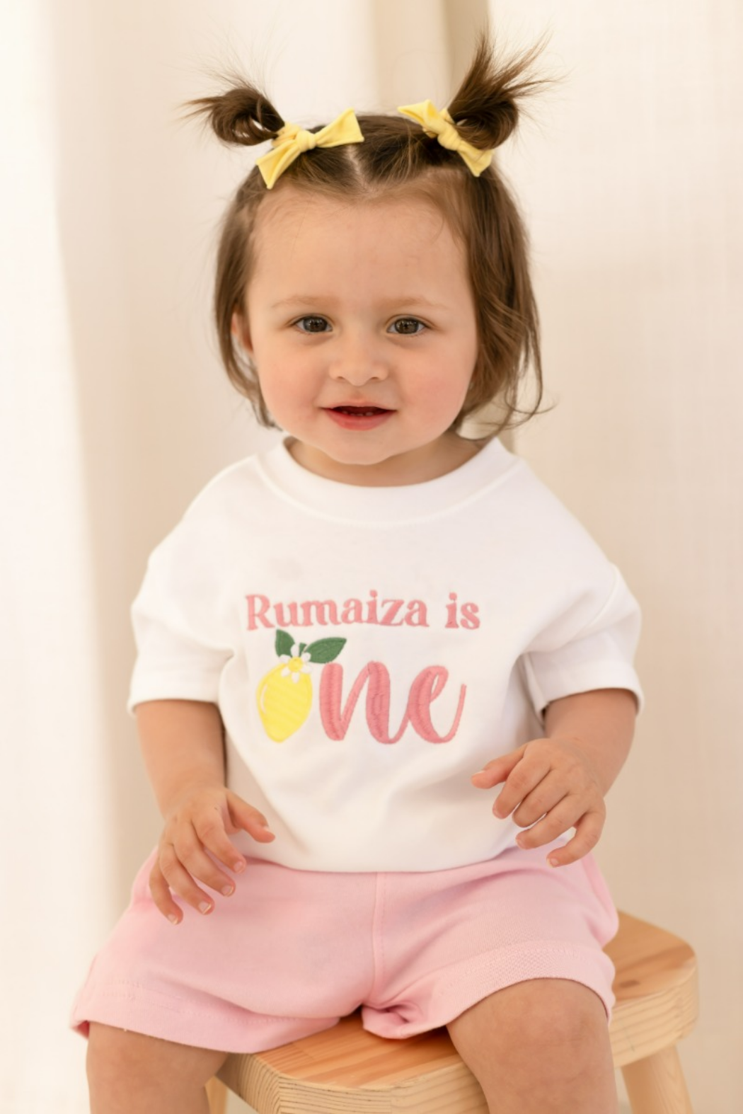 First Birthday Embroidered Lemon Personalised T shirt