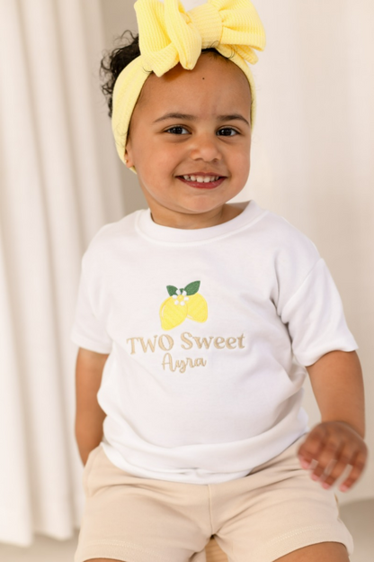 Personalised Lemon 'Two Sweet' Second Birthday T shirt